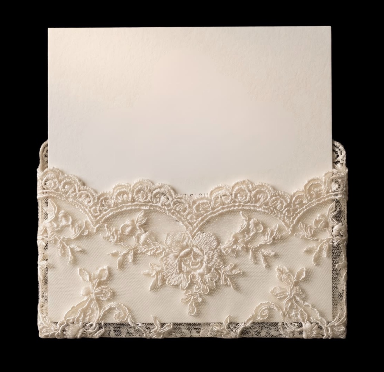 Ivory lace stationery pocket